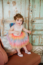 Load image into Gallery viewer, Girls Pastel Rainbow Sparkle Tutu Skirt Pentagram Sequin Christmas 3 Layered Elastic Puffy Tulle Skirt
