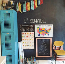 Load image into Gallery viewer, Back to School Tissue Paper Tassel Homeschool,Fringe Banner, Party streamers, Tassle banner, party fringe, streamers, pom pom garland Pink, mint, hot pink, coral,
