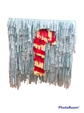 Load image into Gallery viewer, Glam Fete Christmas Candy Cane Fringe Backdrop Wall on Plastic Fencing
