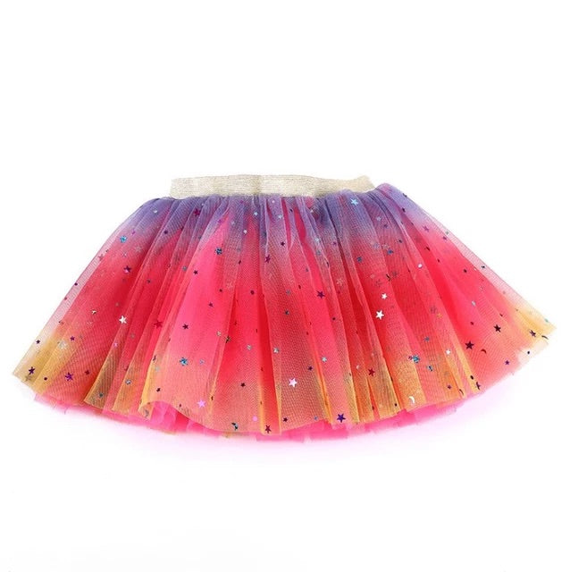 Pink rainbow 2025 sequin tulle skirt