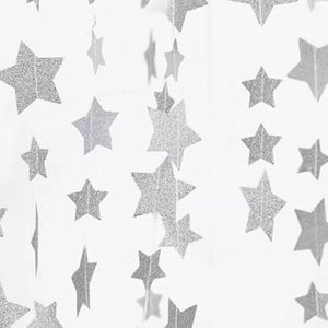 Glitter Silver 4M DIY Glitter Paper Garland Hanging Star 10CM String Curtain For Wedding Birthday Christmas Party Supplies