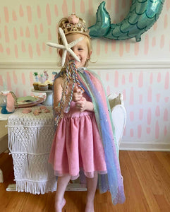 Rainbow Cape Princess Cape Fashion Glitter Multicolor Sequins Shawl Shiny Girls Cloak Blingbling Fairy Princess Cape Christmas Party