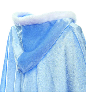 Ice Princess Baby Blue Christmas Cloak Cape Toddler Kids Winter Wear Children's Party Wear Velvet Warm Winter Cosplay Party Cloak Clothes