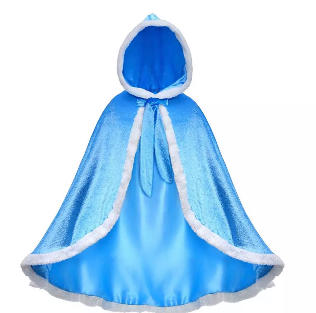 Ice Princess Baby Blue Christmas Cloak Cape Toddler Kids Winter Wear Children's Party Wear Velvet Warm Winter Cosplay Party Cloak Clothes