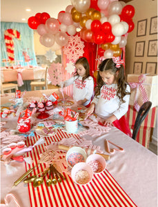 Glam Fete Christmas Candy Cane Fringe Backdrop Wall on Plastic Fencing
