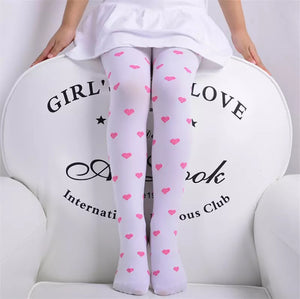 Valentine’s Day Child Girls Footed Heart Dots Tights Stocking