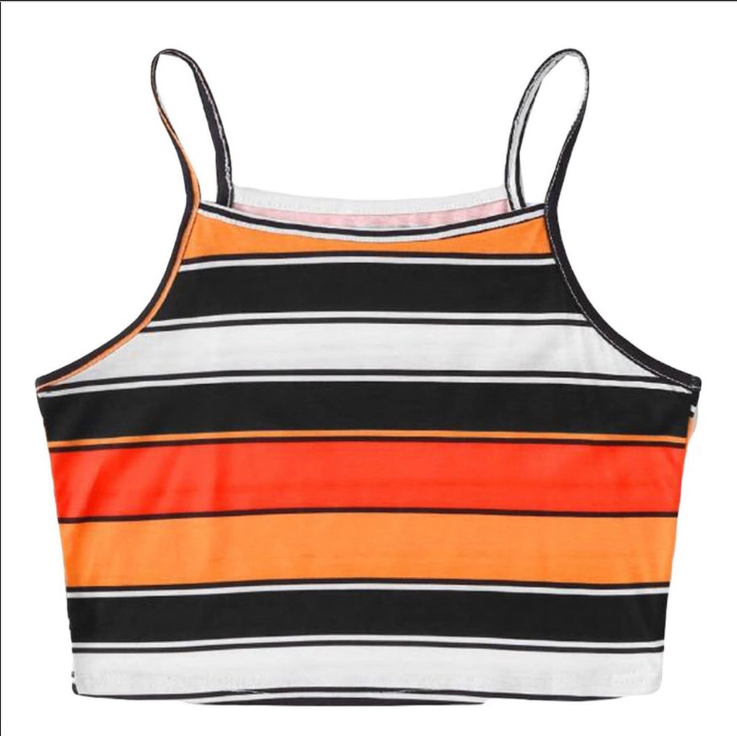Juniors Striped Crop Top Tank