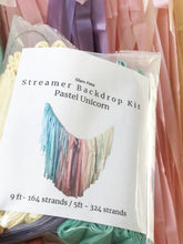 Load image into Gallery viewer, DIY Streamer Backdrop Kit Plastic Fringe Backdrop Pastel Unicorn

