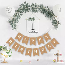 Load image into Gallery viewer, Happy Birthday Decoration Kraft Paper Banner White Balloon Decoration Birthday Party Bunting Garland Baby Shower Supplies
