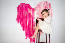 Load image into Gallery viewer, Glam Fete x Fern and Maple Style Valentine’s Day Fringe Collab, Flagtape Backdrop, Fringe Backdrop, Birthday, Party Theme
