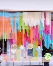 Load image into Gallery viewer, 10 piece -5 feet ceiling plastic fringe installation, plastic streamers, colorful fringe streamer set
