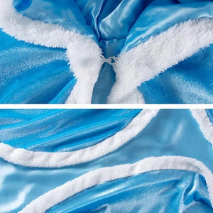 Ice Princess Baby Blue Christmas Cloak Cape Toddler Kids Winter Wear Children's Party Wear Velvet Warm Winter Cosplay Party Cloak Clothes