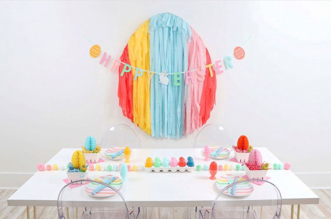 Glam Fete x Fern and Maple Style Easter Egg Tablecloth Fringe Backdrop, Flagtape Backdrop, Fringe Backdrop, Birthday, Party Theme