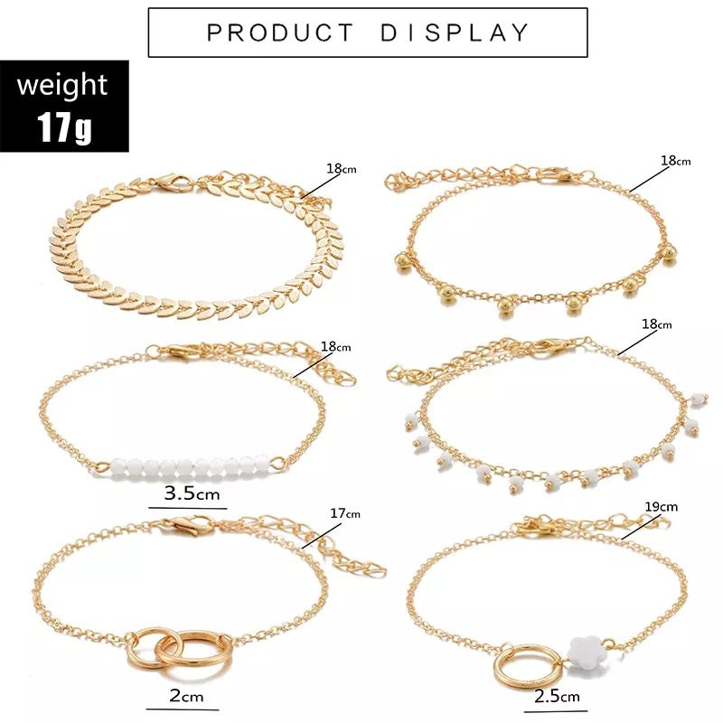  Dainty Gold Chain Bracelets Set for Women Boho