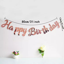 Load image into Gallery viewer, Happy Birthday Script Banner Bunting Hanging Flag Garland Party Decor Banner Gold Rose Gold Mirror Paper Boy Girl Baby Birthday Sign
