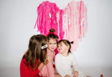 Load image into Gallery viewer, Glam Fete x Fern and Maple Style Valentine’s Day Fringe Collab, Flagtape Backdrop, Fringe Backdrop, Birthday, Party Theme
