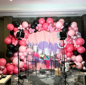 6-6ft strand Plastic Fringe Wall - Backdrop only Balloons and Sign not included